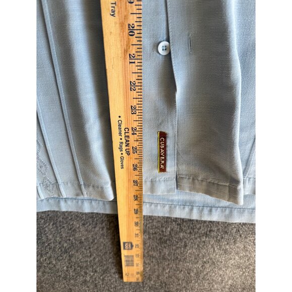 Cubavera Mens 2X/2XT Light Blue Short-Sleeve Button-Up Shirt With Textured Diamo - Picture 9 of 12